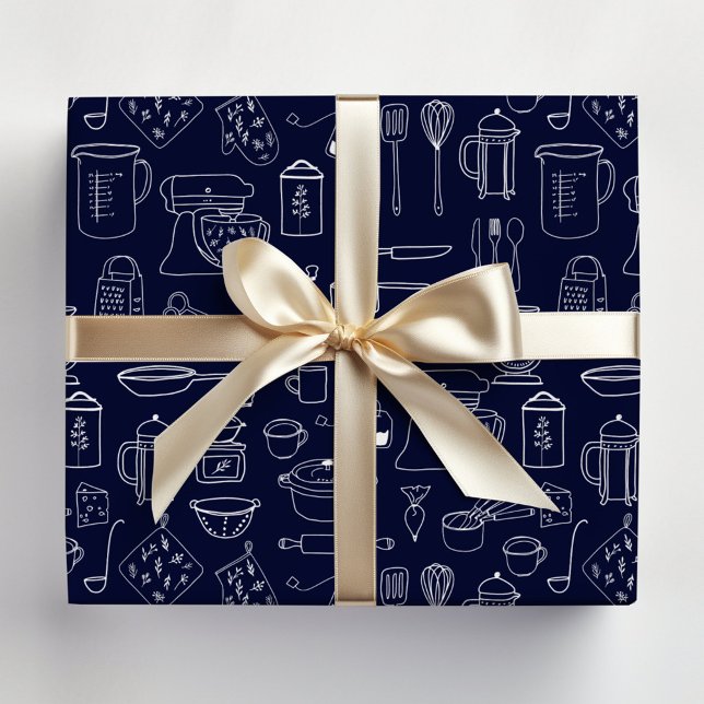 Moderne Minimalistische Küche Kochgeräte Geschenkpapier (In situ)