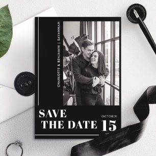 Moderne minimalistische kühne Schwarz-Weiß-Fotogra Save The Date