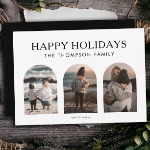 Moderne Minimalistische, kundenspezifische Drei-Fo Feiertagskarte