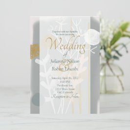 Moderne minimalistische Kunst Gold und Grau Hochze Einladung