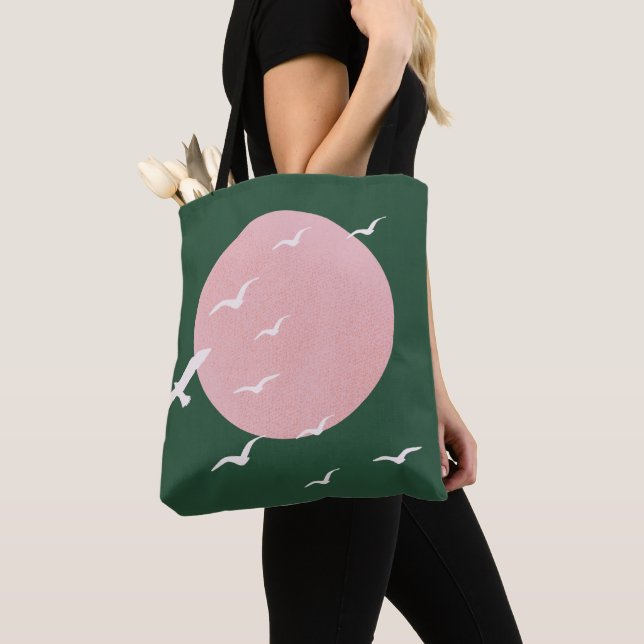 Moderne Minimalistische Kunst mit rosa Sonne und V (Von Nahem)