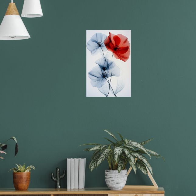 Moderne minimalistische Kunst, transparente Blume Poster (Wohnzimmer 1)
