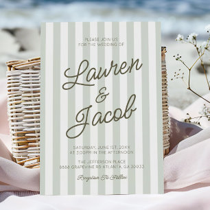 Moderne minimalistische Küsten-Hochzeit mit grünen Einladung