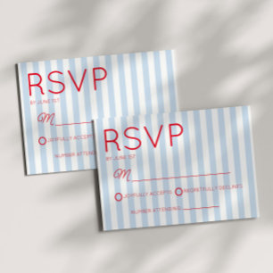 Moderne minimalistische Küsten-Rot-Blau-Streifen-H RSVP Karte