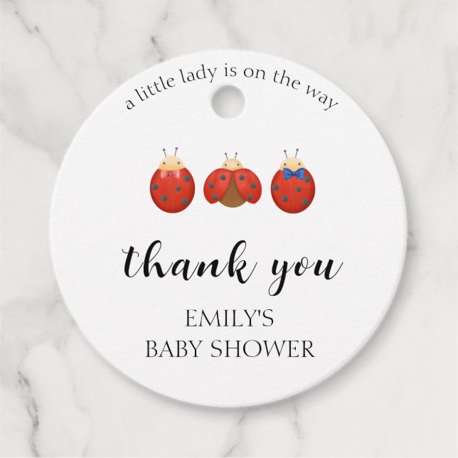 Moderne Minimalistische Ladybug-Kinderdusche Geschenkanhänger (Vorderseite)