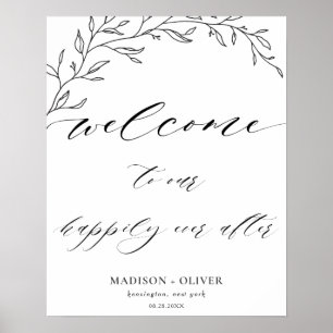 Moderne Minimalistische Laurel Branch Wedding Welc Poster