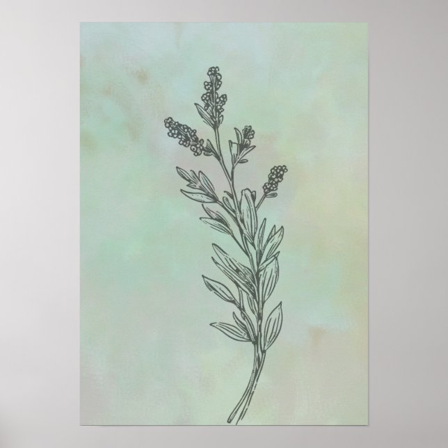 Moderne Minimalistische Lavendel-Blume Poster (Vorne)