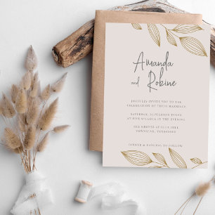 Moderne Minimalistische Leaf Hochzeitseinladung Einladung