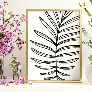 Moderne Minimalistische Leaf Line Kunst Zeichnend  Poster