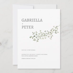 Moderne Minimalistische Leaf Zweigstelle Wedding I Einladung