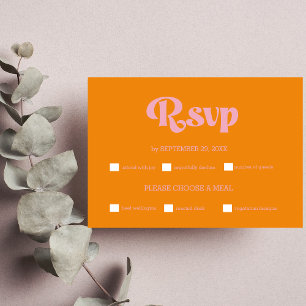 Moderne Minimalistische, lebendige Orange- und Ros RSVP Karte