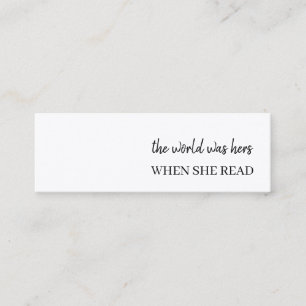 Moderne Minimalistische Lesezeichen-Werbung für Bu Mini Visitenkarte