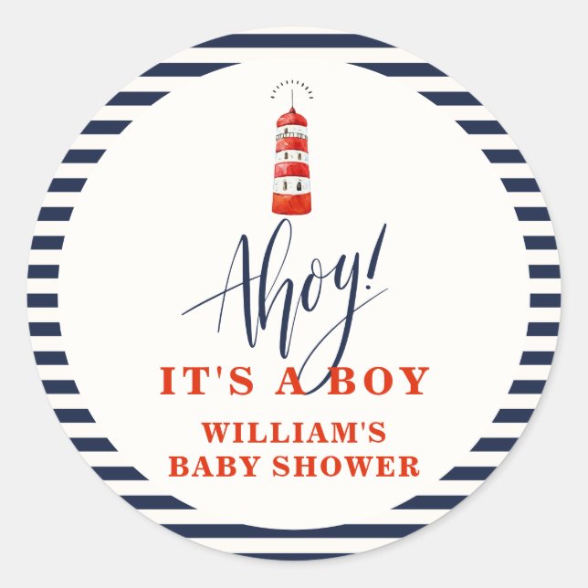 Moderne Minimalistische Leuchtturmdusche Runder Aufkleber (Vorderseite)