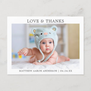 Moderne, Minimalistische Liebe und Dank Baby Postkarte