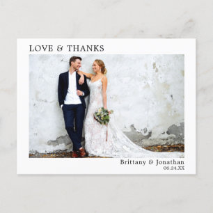 Moderne Minimalistische Liebe und Dank Hochzeit Postkarte