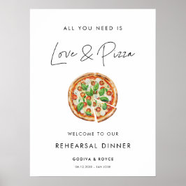 Moderne Minimalistische Liebe und Pizza-Probe Poster