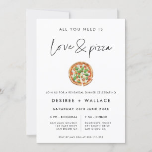 Moderne Minimalistische Liebe und Pizza Wedding Pr Einladung