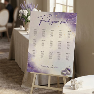 Moderne minimalistische lila Flieder Hochzeit Sitz Poster