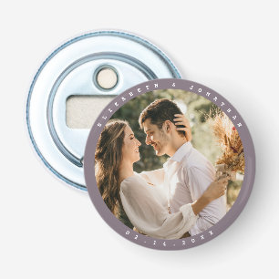 Moderne Minimalistische Lila-Grau-Foto-Gastgeschen Flaschenöffner