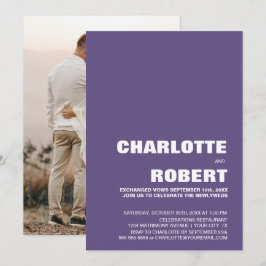 Moderne Minimalistische Lila Hochzeitsempfehlung Einladung