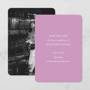 Moderne minimalistische lila Hochzeitsfoto Save The Date