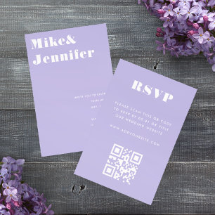Moderne minimalistische Lila-Lavendel QR-Code RSVP Einladung