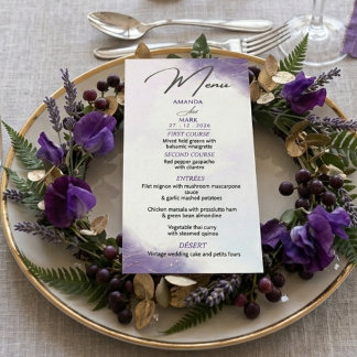 Moderne Minimalistische Lilac Lila Trendy Menükarte