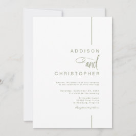 Moderne Minimalistische Line Script QR Code Hochze Einladung