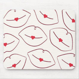 Moderne minimalistische Linienkunst Lippen Kirschr Mousepad