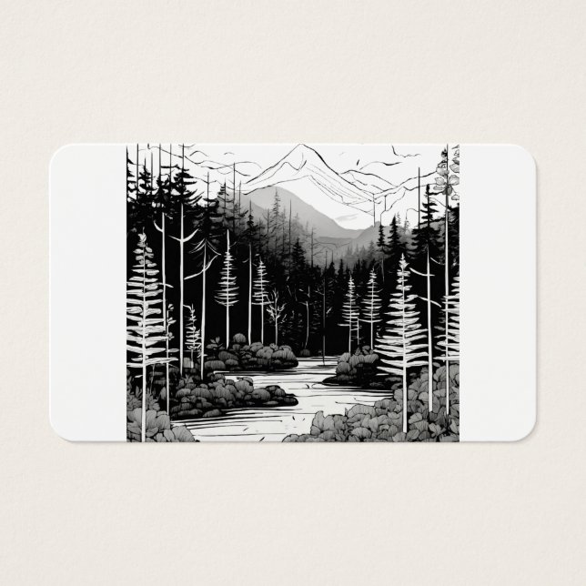 Moderne minimalistische Logolinie Art Wald (Vorderseite)