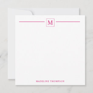 Moderne Minimalistische Magenta Monogram Line Mitteilungskarte