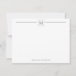 Moderne Minimalistische Magenta Monogram Line Note Mitteilungskarte