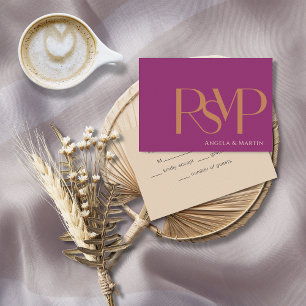 Moderne Minimalistische Magenta Orange RSVP Karte