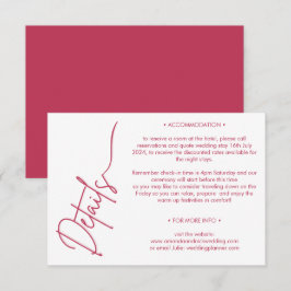 Moderne Minimalistische Magenta Rote Weiße Details Begleitkarte