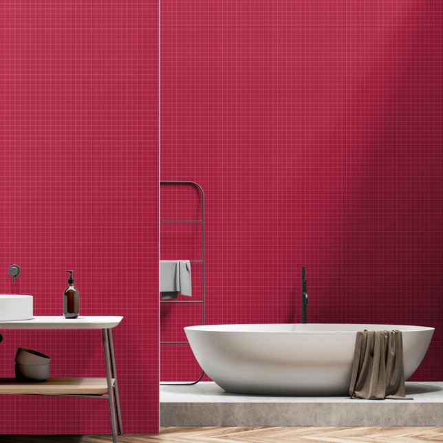 Moderne Minimalistische Magenta Scheckte Wohngesta Tapete (Modern Minimalist Magenta Checkered Home Decor Wallpaper)
