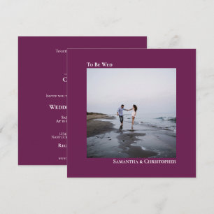 Moderne Minimalistische Magenta Square Foto Hochze Einladung