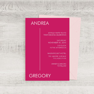 Moderne minimalistische Magenta-Streifen-Hochzeit Einladung