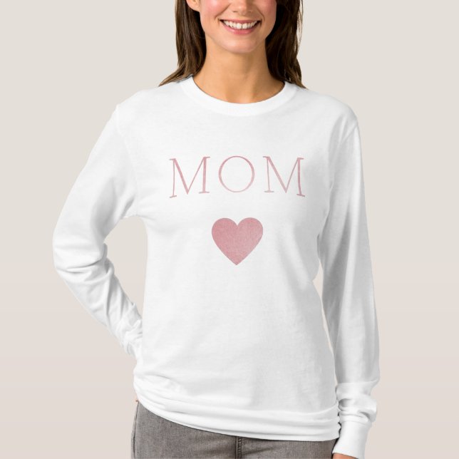 Moderne minimalistische MAMA Rosa Foil Herzstück T-Shirt (Vorderseite)