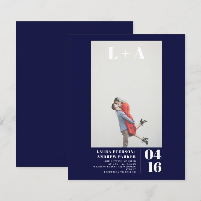 Moderne, minimalistische Marinebudding Foto Hochze (Vorne/Hinten)