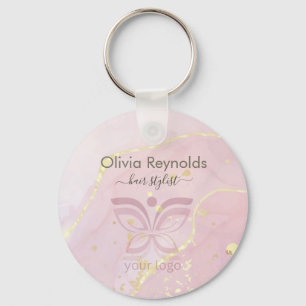 Moderne Minimalistische Marmortextur Overlay Pink  Schlüsselanhänger