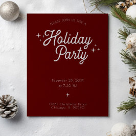 Moderne Minimalistische Maroon Red Holiday Party Einladung