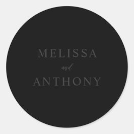 Moderne Minimalistische Matte Black Wedding Runder Aufkleber