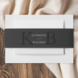 Moderne minimalistische matte schwarze Monogramm-H Einladungsbanderole