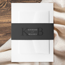 Moderne minimalistische matte schwarze Monogramm-H Einladungsbanderole