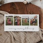 Moderne Minimalistische Merry alles 4 Foto Collage Feiertagskarte<br><div class="desc">Merry Everything Card: eine minimalistische und originale 4x8 Weihnachtskarte,  mit einer individuellen Nachricht auf dem Hintergrund und einer 4-Foto Collage.</div>