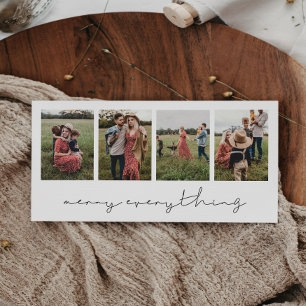 Moderne Minimalistische Merry alles 4 Foto Collage Feiertagskarte