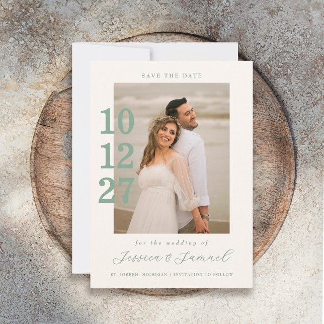 Moderne Minimalistische Mintgrüne Schrift Hochzeit Save The Date (Von Creator hochgeladen)