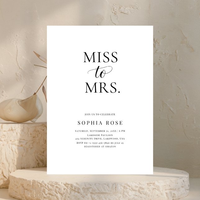 Moderne Minimalistische Miss an Mrs. Brautparty Einladung (Von Creator hochgeladen)