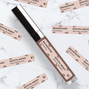 Moderne Minimalistische Mocha Brown Lip Tint & Glo Etiketten