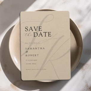 Moderne Minimalistische Mongram Kraft Hochzeit Save The Date